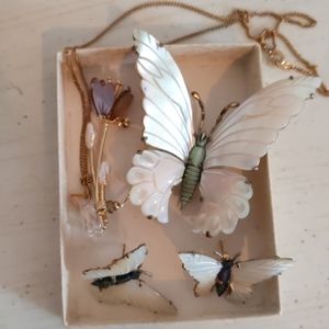 VINTAGE Butterfly Jewelry Set
